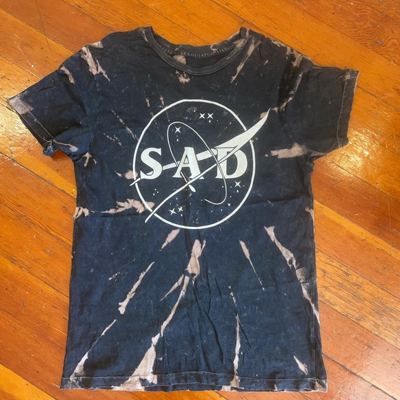 NASA Logo Sad Emo Tie Dye Bleached Tee Shirt - Picture 3 of 4